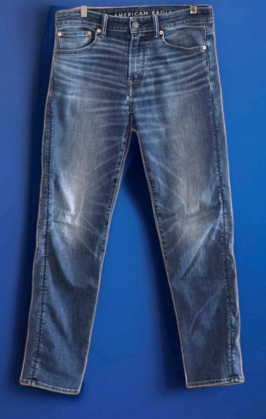 American Eagle AirFlex+ Temp Tech Jeans Men's 30x34 Distressed Medium Wash Denim